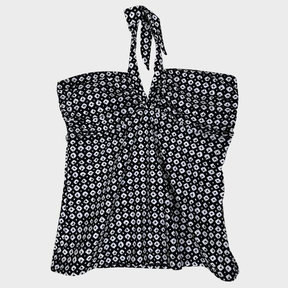 Old Navy Womens Large Swim Tankini Top Black White Pattern Halter NEW NWT - Picture 1 of 9